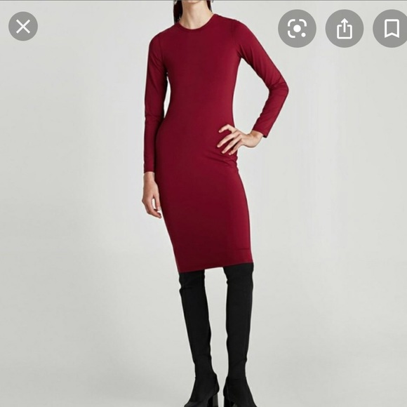 3/$30 Zara Burgundy Bodycon Midi Dress - Picture 1 of 3